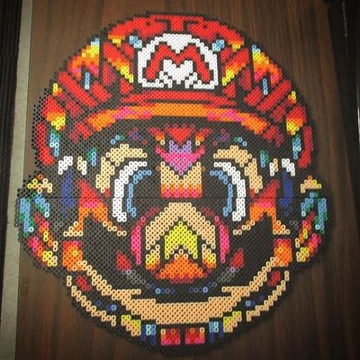 Mario perler art wall art hama rave edm edc plur kandi sprite nintendo SNES 