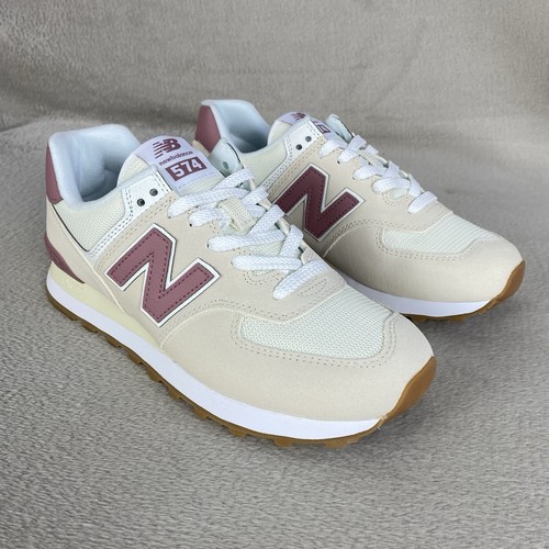 New Balance 574 Classic Womens Sneakers Shoes Size 9 Beige White Suede NEW