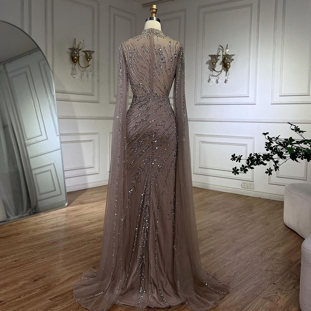 Caramel Evening Dresses Elegant Flying Sleeve High-end Fishtail Gown Dresses  | eBay