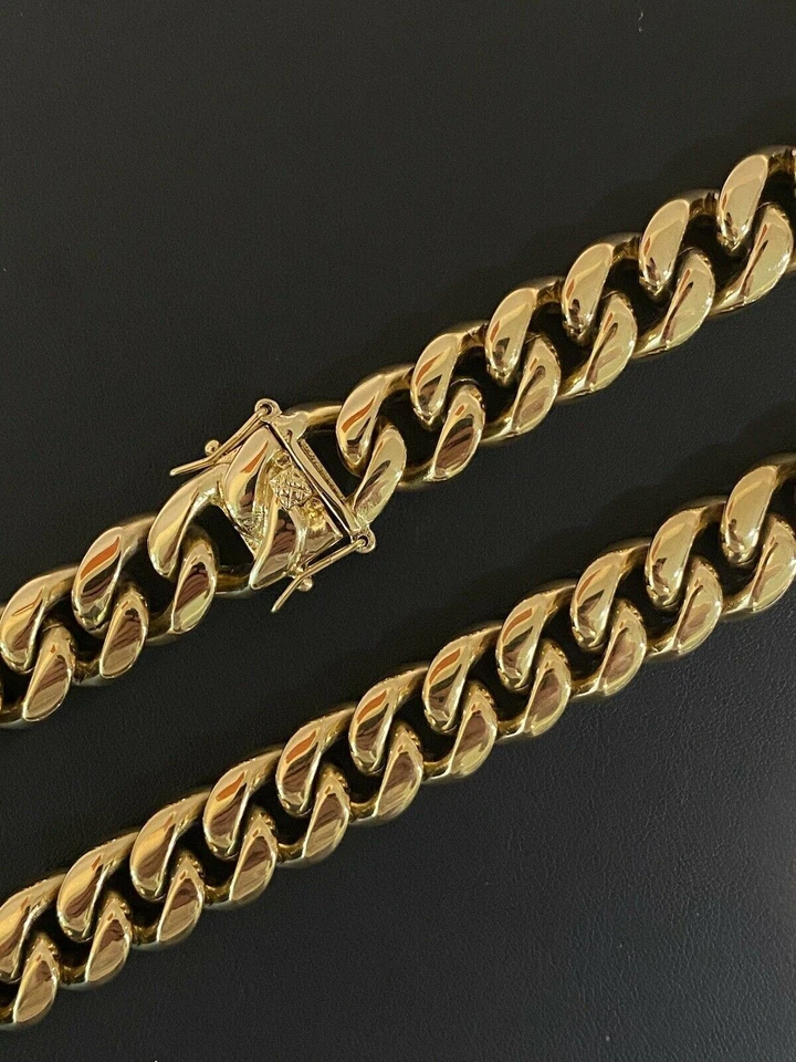 16mm 30" Mens Miami Cuban Link 14k Gold Plated Real Stainless Steel Hip-Hop - Image 3 of 4