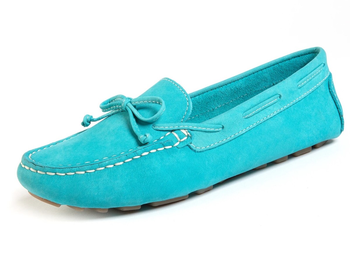 Womens Earth Origins Monarch Moccasin Teal Nubuck, Size M US