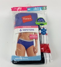 WOMENS HANES COTTON TAGLESS HIPSTERS 6 PACK SIZE 5 MULTI COLOR