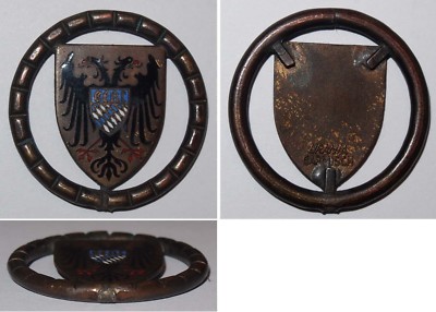 Emailliertes Abzeichen ETAL mit Wappenschild von Ettal