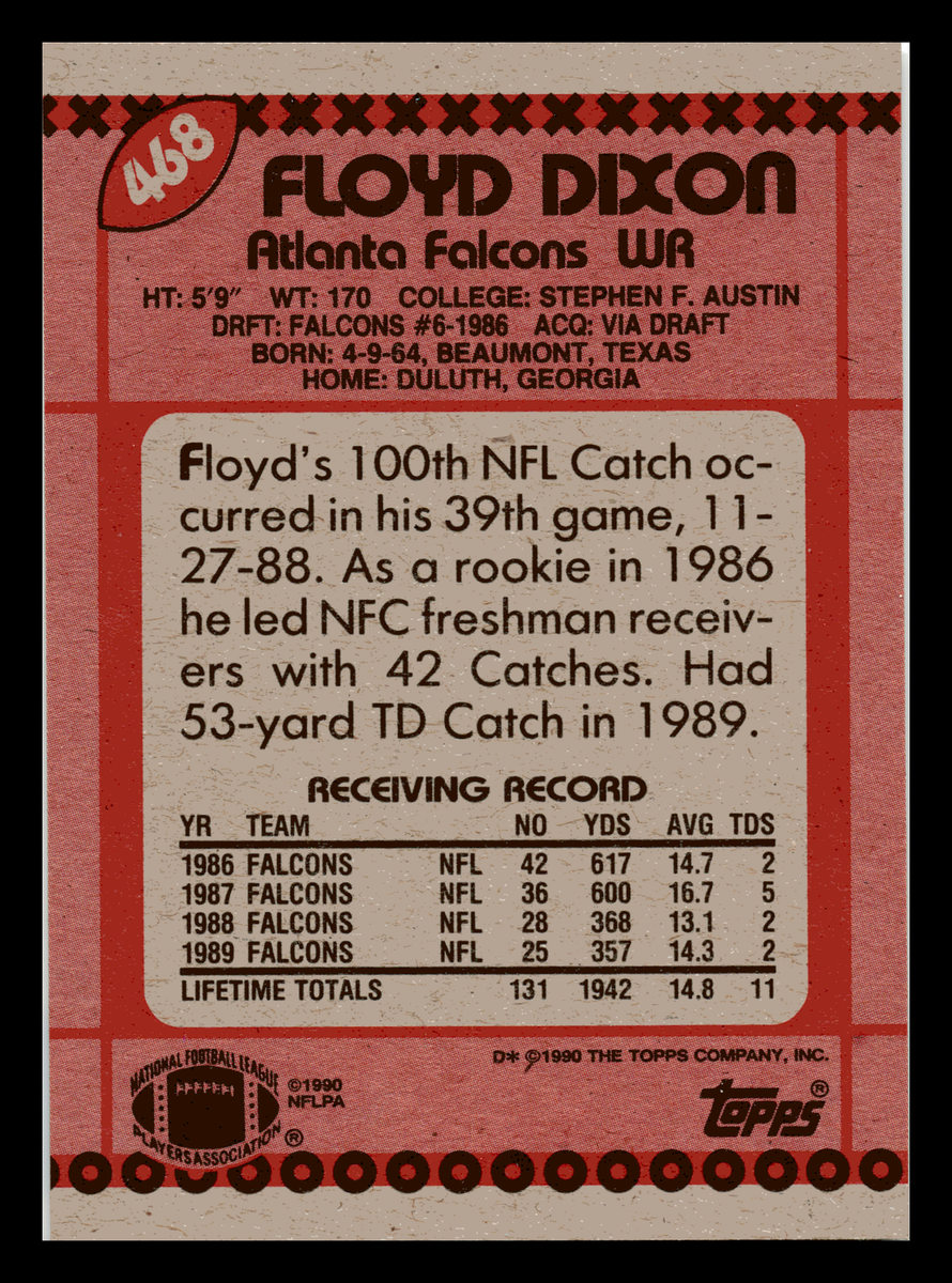 1990 Topps Floyd Dixon Atlanta Falcons #468 NM-MINT | eBay