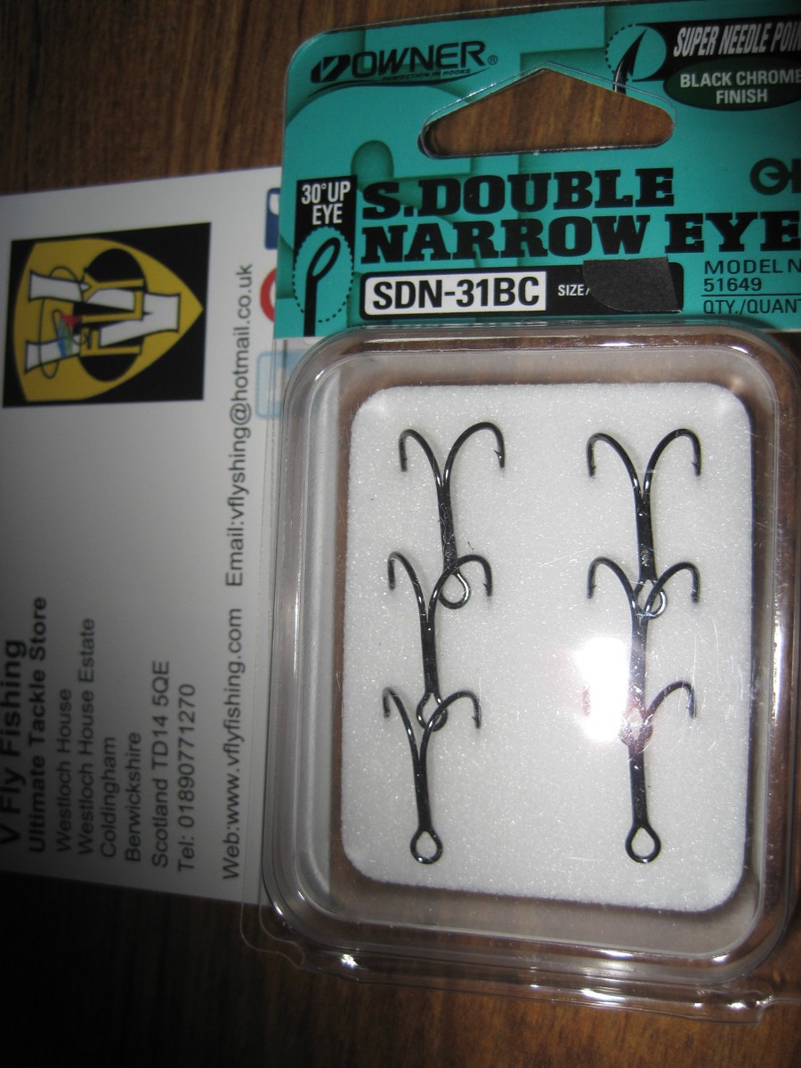 double hook salmon fishing 6 Owner Narrow Eye Salmon Tube Fly Double Hooks SDN-31BC 3 Size Options