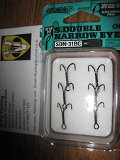 6 Owner Narrow Eye Salmon Tube Fly Double Hooks SDN-31BC 3 Size Options 