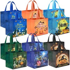 12 Pcs Halloween Trick or Treat Bags Halloween Candy Tote Bags with Handles R...