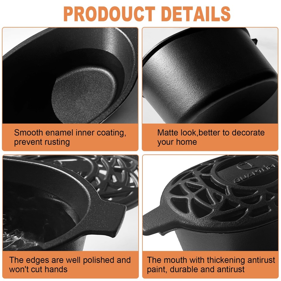 Wood Stove Steamer Rust Resistant,Fireplace Humidifier Pot Cast Iron