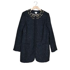 Chico's Womens M Chico's 1 Ani-Glam Shimmer Tweed Longline Blazer Jacket