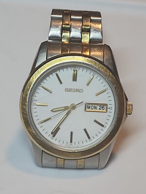 Seiko Dial Day Date Two Tone Men's Watch 7N43-9048 preowned | eBay