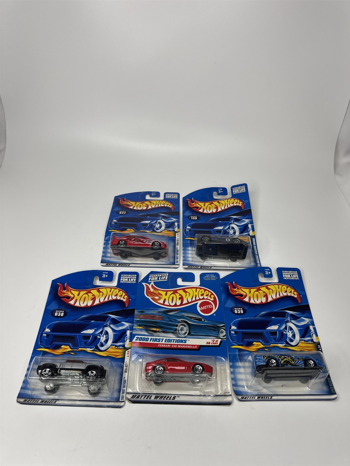 5 Vintage 1999-2000 Hot Wheels Die-Cast Metal Race Cars - Mattel Collectible Lot