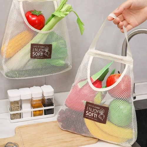 Hollow Sundries Storage Bag Widen Handle Kitchen Mesh Bag - Picture 8 of 8