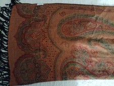 Nwt New Brown And Black Floral Print Cashmere Scarf Wrap Jerusalem A-14