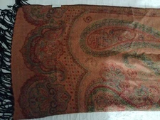 Nwt New Brown And Black Floral Print Cashmere Scarf Wrap Jerusalem A-14