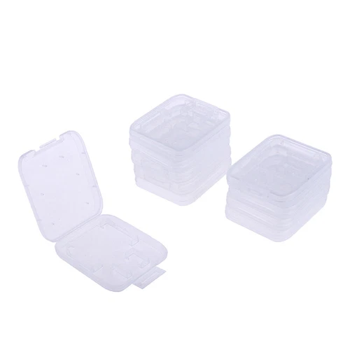 10Pcs Transparent SD TF CF Memory Card Storage Box Holder Box Protective Case JW
