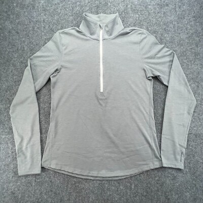 Under Armour Threadborne Streaker 1/2 Zip Top Womens M Gray Striped Long  Sleeve