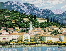 HOWARD BEHRENS "BELLAGIO HILLSIDE" | SIGNED EMBELLISHED/CANVAS | ITALY | GALLART