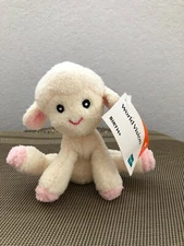 Hasbro World Vision Mini LAMB Bean Bag 4.5" Plush Cream White Pink 2003