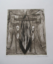 BRUNO CECCOBELLI  Anni'80 Possente INCISIONE PUNTASECCA 50x35 (dich.autenticità)