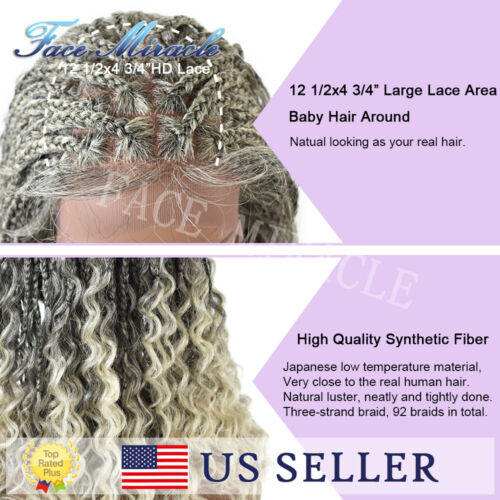 18" Box Braided Wig for Black Women Lace Front Hand Braids Synthetic Twist Wigs - Picture 22 of 28