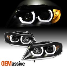 Faro proyector negro LED U-Halo 3D para BMW E90 serie 3 sedán vagón 06-08
