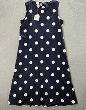 Anne Klein Women Dress XL Blue Polka Dots Maxi Shift Sleeveless NWT