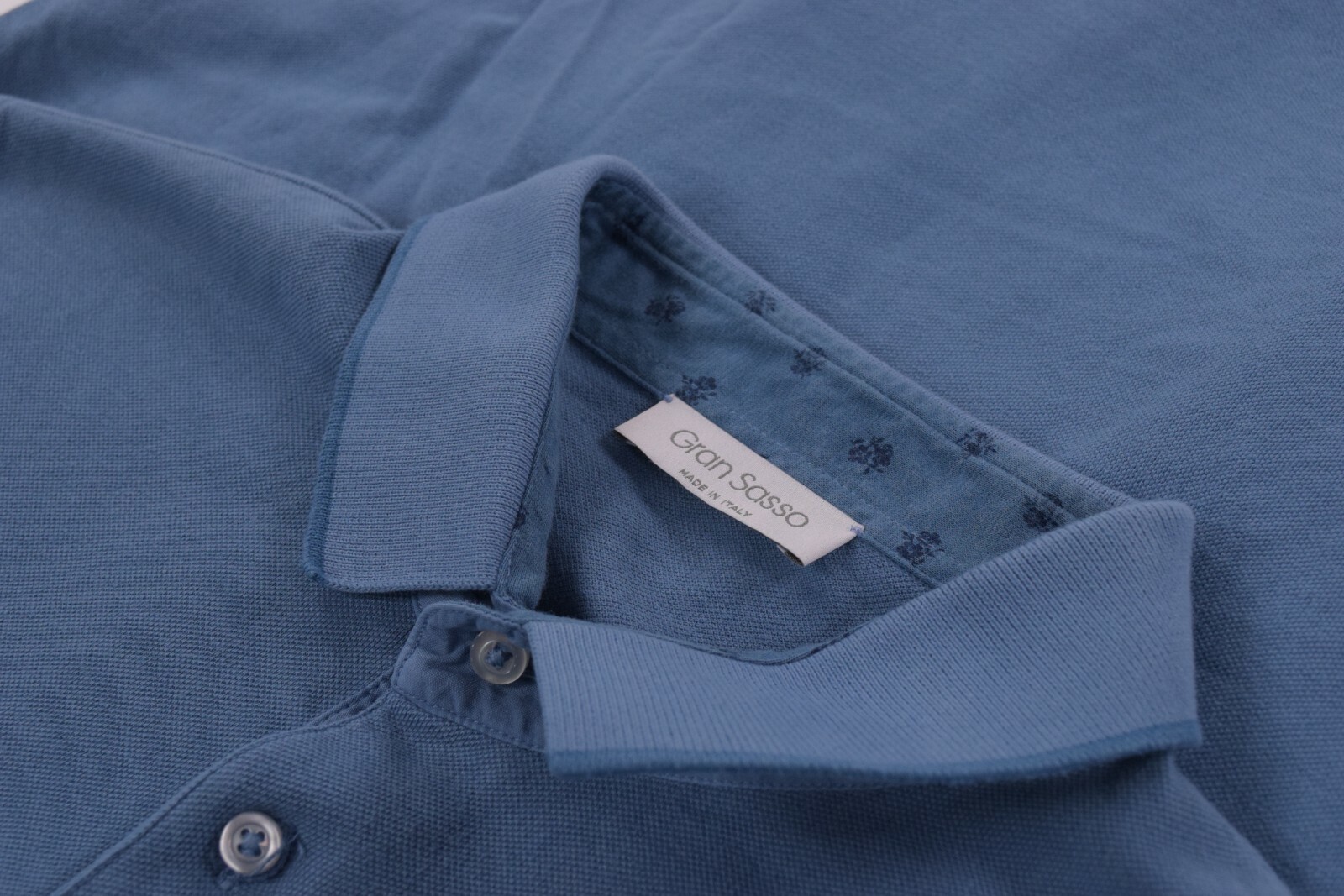 Gran Sasso NWT Polo Shirt Short Sleeve Size 50 M Solid Marine Blue Cotton