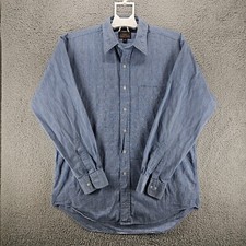 Chaps Ralph Lauren Shirt Mens 16 34/35 Blue Plaid Long Sleeve Cotton