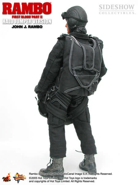 Figura Hot Toys MMS11 RAMBO II First Blood Sylvester Stallone Halo Jumper Versión Foto 3 de 4