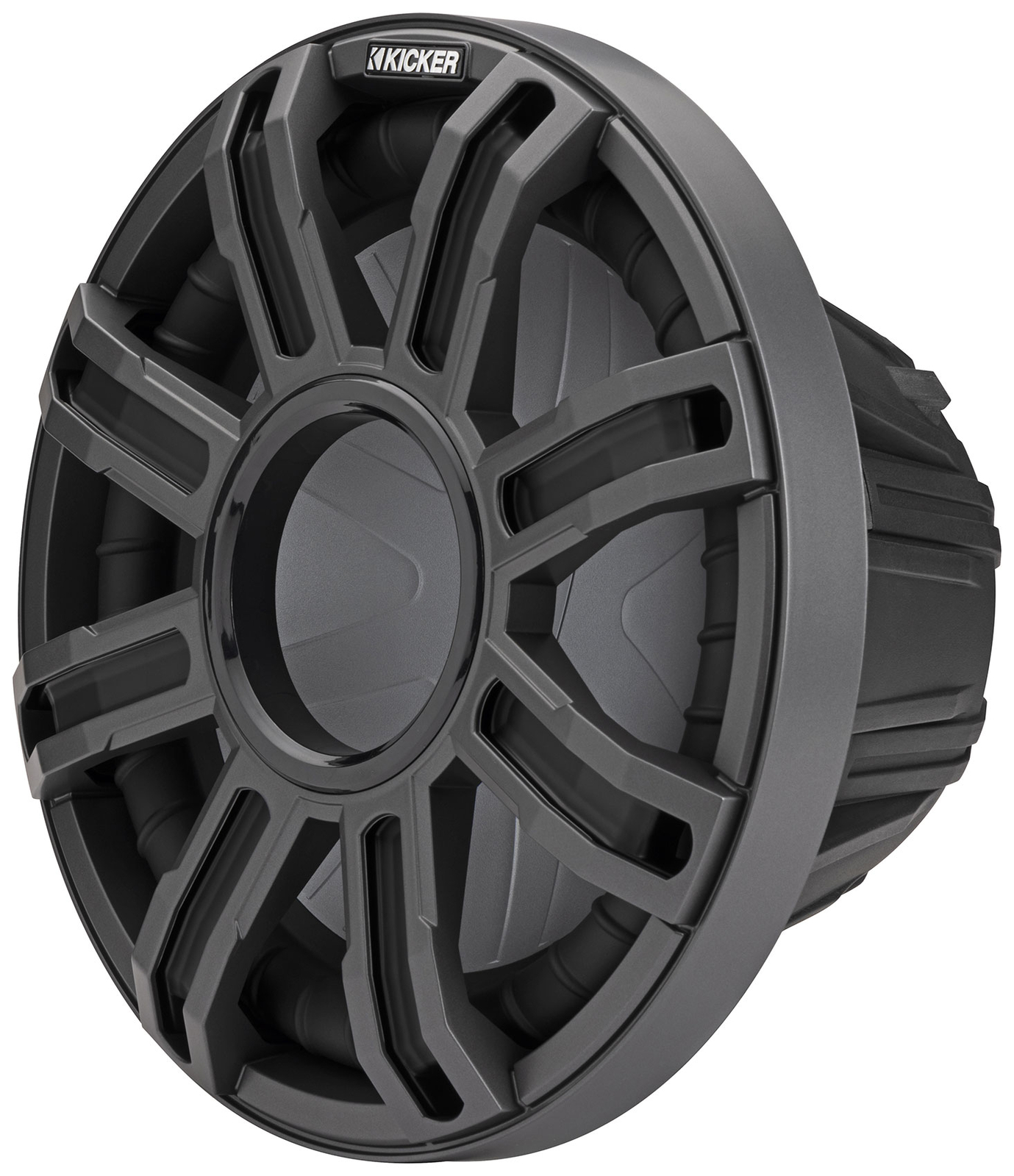 Сабвуфер KICKER 51MWF124 12 мощностью 450 Вт для морских судов с воздушным охлаждением и чернымибелыми сабвуферными решетками