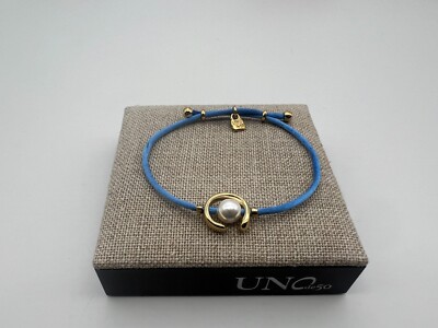 NEW Uno de 50 SER DIFERENTE 18K Gold Plated Blue Thread