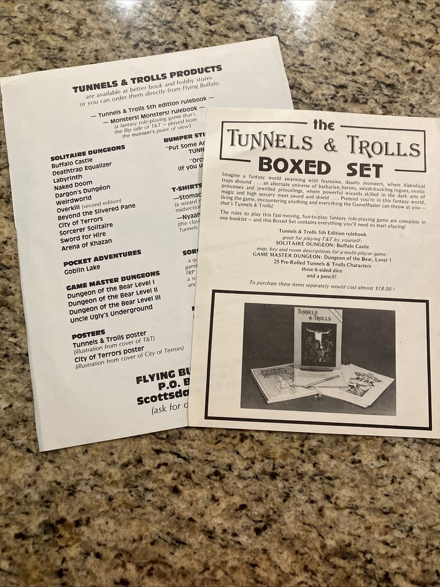 Tunnels & Trolls 5th Ed, Rare Black/Gold Box (Flying Buffalo
