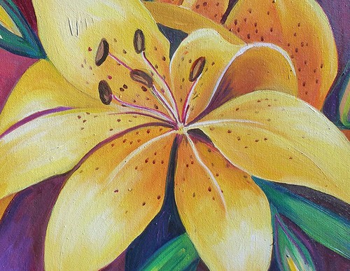 23" YELLOW FLOWERS ------------------original oil on canvas painting by ANNA !!! - Picture 6 of 8