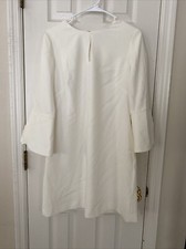 NEW White House Black Market Petal Sleeve white Shift Dress, size 10