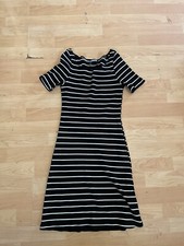 REFORMATION Jane black white striped ribbed dress size L short sleeve casual K8