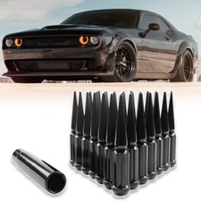 For Dodge Challenger 2008-2022 24x Spiked Lug Nuts M14x1.5 Thread 4.4" Tall +Key