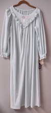 Vintage 60's Miss Elaine Light Aqua Brushed Nylon Deadstock NOS Long Nightgown S