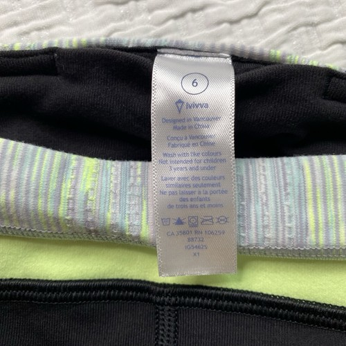 Ivivva Sz 6 Girl PANTS REVERSIBLE Flare/Bootcut Yoga Leggings BLACK/Green Y2K - Picture 5 of 11