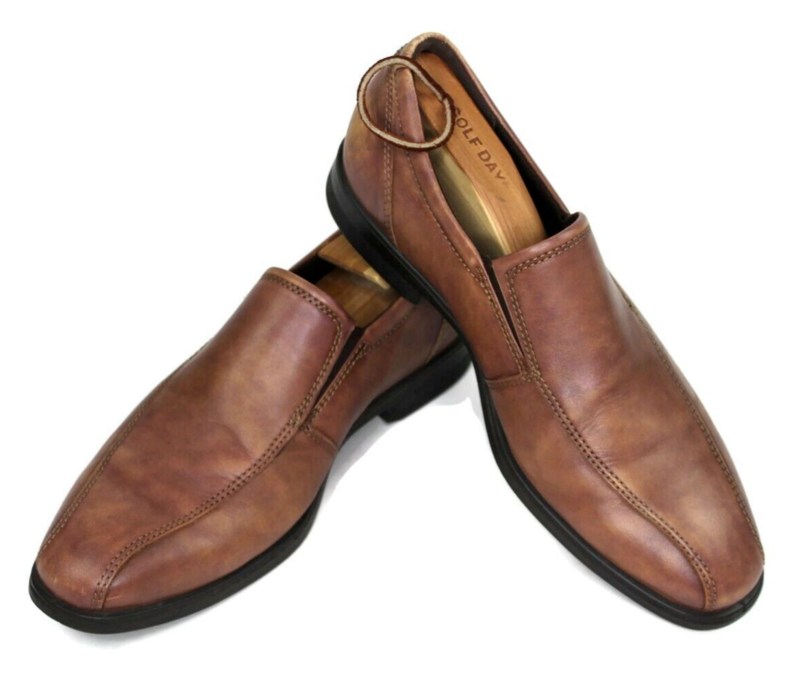 Ecco Queenstown Bike Toe Slip on Amber Leather Loafer Shoes Ecco Queenstown Bike Toe Slip on Amber Leather Loafer Shoes