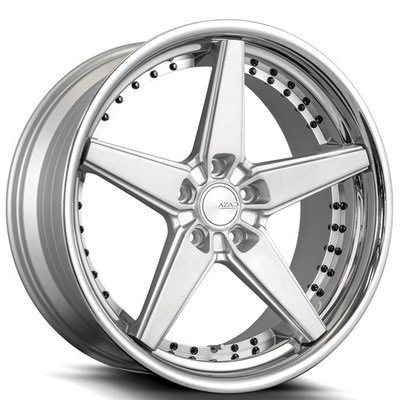 Azad Wheels AZSLS4.0 22x9/22x10.5 Brushed Silver with SS Lip (4pcs) A2