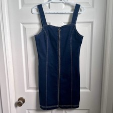 Y2K Dex Dress Jeans Denim Medium Women midi Sleeveless Zip Summer festival