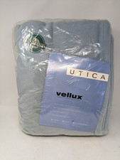 Vellux Blanket Queen King 102x90 Inch Light Blue Made In USA 100% Flocked Nylon