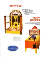 1960s Norton Co. Happy Feet & Happy Hammer Arcade Game Flyer Vintage