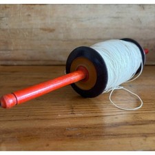 Vintage Kite String Winder Spool Wooden Handle Painted Primitive Folk