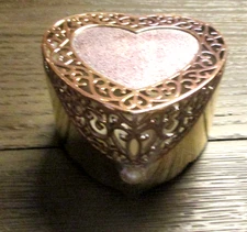 Things Remembered Heart Shaped Silver Tone & Rose Tone Filigree Ring/Jewelry Box