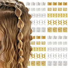 80Pcs Gold   Silver Hair Charms 5 Styles Hair Jewelry Adjustable Hair Cuffs