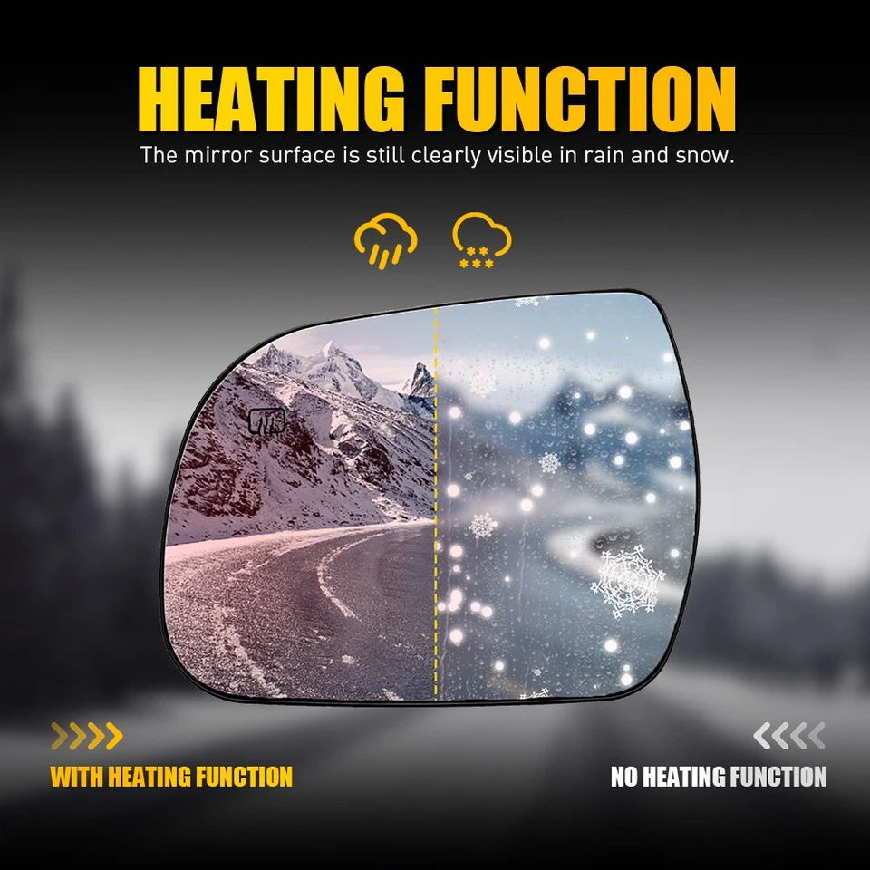 2-20X Clear Front Tow Mirror Glass Heated Fit Toyota Sienna 2011-2019 Left&Right - Image 4 of 4