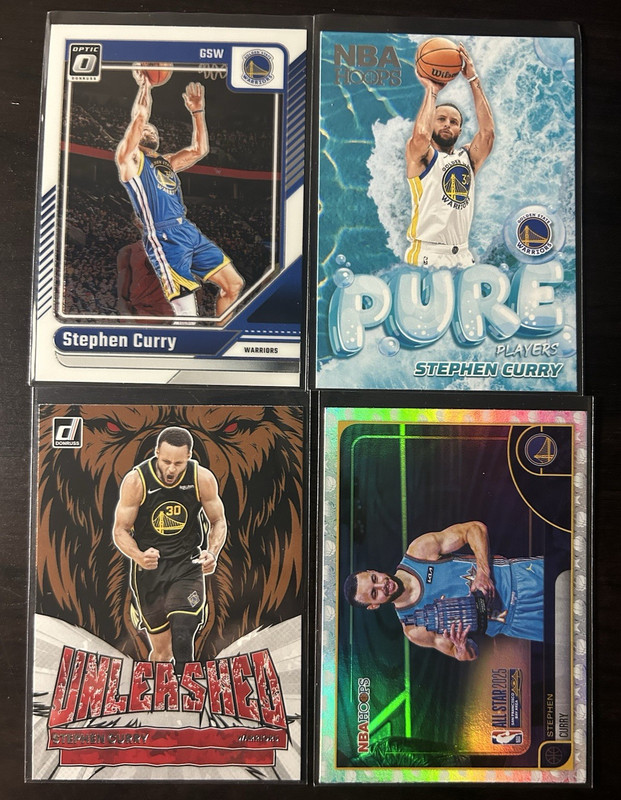 Panini NBA 4-Card Lot Stephen Curry Golden State Warriors Hoops Donruss Inserts