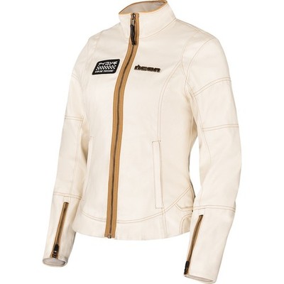 ICON Tuscadero 3 Women's Medium Cream White Armored Motorcycle Jacket Cafe Retro
