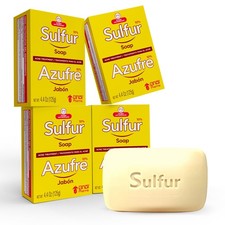 Grisi Sulfur Soap 10 Formula for Acne, Breakouts Blackheads 4Pack, 4.4oz